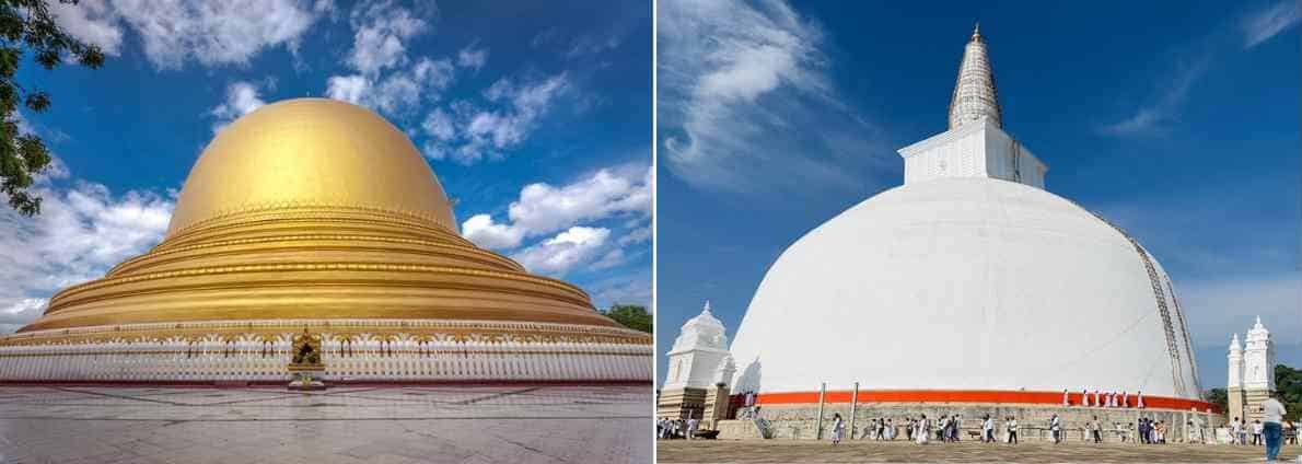 Comparison of Ruwanweli Maha Seya and Kaunghmudaw Pagoda architecture